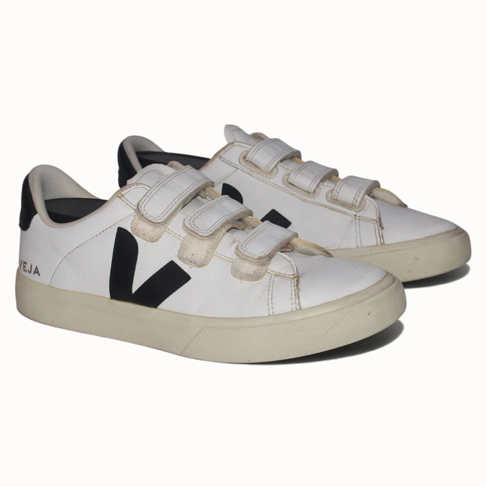 VEJA Recife White Black Leather Sneakers 40 US 9